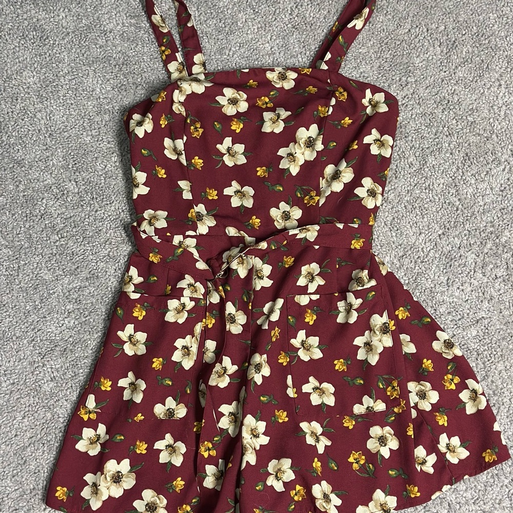 Floral Burgundy Romper, Adjustable Straps (from Target)
